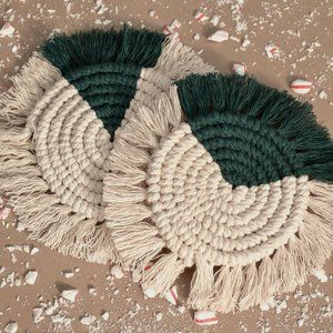 Handmade Dual Toned Macrame Coaster Set